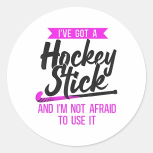 Sticker Rond Hockey sur gazon J'ai un bâton de hockey et je ne