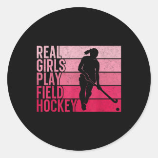 Sticker Rond Hockey sur gazon Les vraies filles jouent au hocke