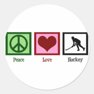 Sticker Rond Hockey sur gazon Peace Love