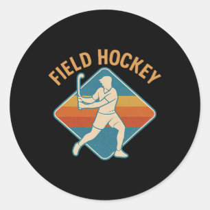 Sticker Rond Hockey sur gazon rétro sport style vintage