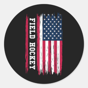 Sticker Rond Hockey sur gazon Usa Drapeau américain Joueur de h
