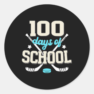 Sticker Rond Hockey Sur Glace 100 Jours D'École 100E Jour D'Éco