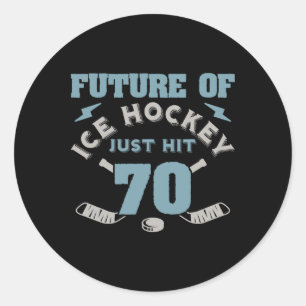 Sticker Rond Hockey sur glace 70e anniversaire Joueur futur Puc