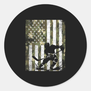 Sticker Rond Hockey sur glace camouflage drapeau américain joue