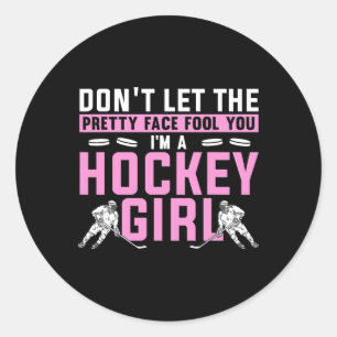 Sticker Rond Hockey sur glace cool pour femmes Joueuse de hocke