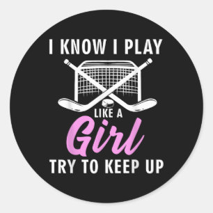Sticker Rond Hockey sur glace cool pour les femmes Les filles a