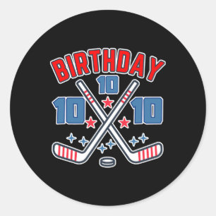 Sticker Rond Hockey sur glace Dix Anniversaire Garçon 10e Fête