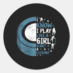 Sticker Rond Hockey sur glace drôle Je sais que je joue comme u