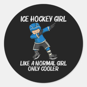 Sticker Rond Hockey sur glace drôle pour filles enfants patinoi