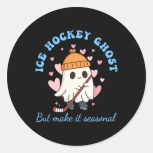 Sticker Rond Hockey sur glace fantôme mais rendez-le saisonnier