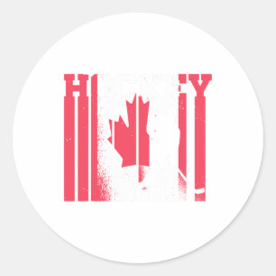 Sticker Rond Hockey sur glace Joueur canadien Drapeau du Canada