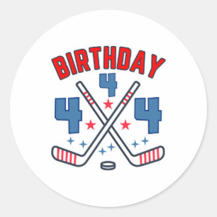 Sticker Rond Hockey sur glace Quatre Anniversaire Garçon 4ème F