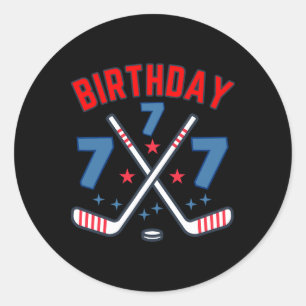 Sticker Rond Hockey sur glace Sept Anniversaire Garçon 7e Fête