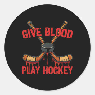Sticker Rond Hockey sur glace Vintage Donner du sang Jouer au h