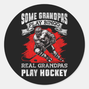 Sticker Rond Hockey sur glace Vintage Grand-père Certains grand