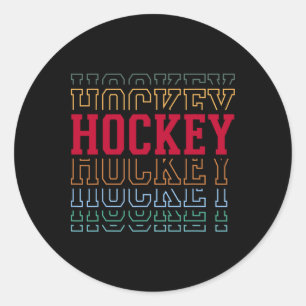 Sticker Rond Hockey Texte Superposé Drôle Équipe Joueur Entraîn
