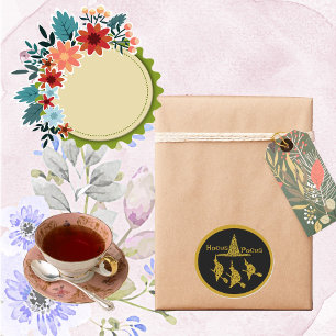 Sticker Rond Hocus Pocus Golden sorcières sur Broom Éffrayant e