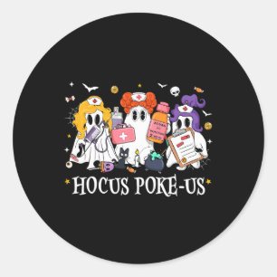 Sticker Rond Hocus Poke-us Witse Nurse Funny Halloween Éffrayan