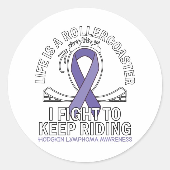Sticker Rond Hodgkin Lymphoma cancer sensibilisation ruban viol (Devant)