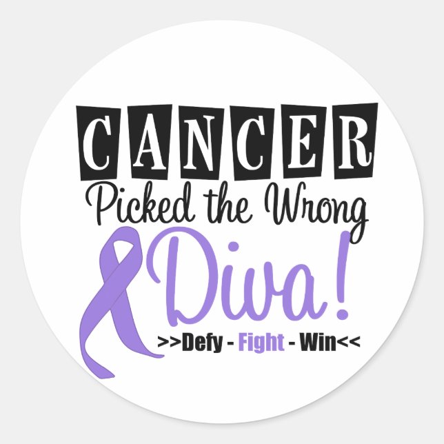 Sticker Rond Hodgkins Lymphoma Cancer attrapé Le Diva incorrect (Devant)