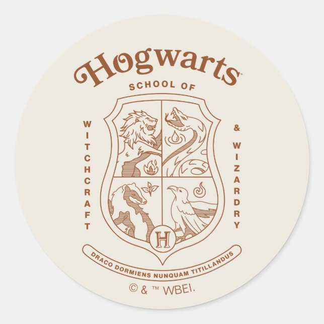 Sticker Rond HOGWARTS™ School of Witchcraft and Wizardry Crest (Devant)