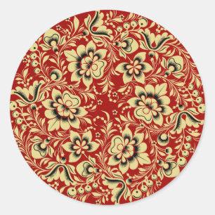 Sticker Rond Hohloma beige et noir en rouge