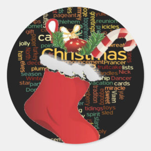 Sticker Rond HoHo ! Merry Christmas TOXITS et Happy New Year