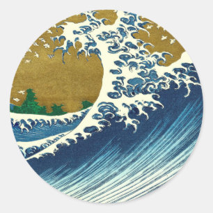 Sticker Rond Hokusai Big Wave Japon Art japonais