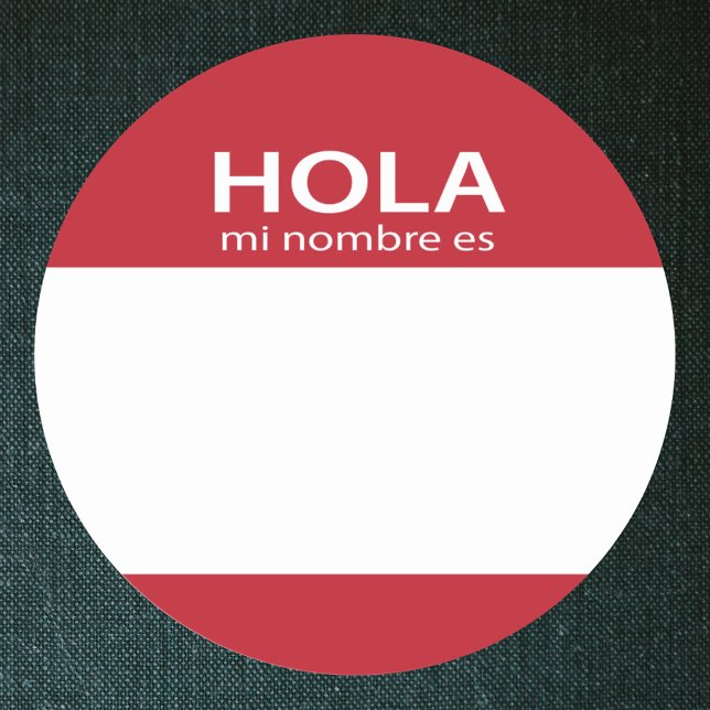 Sticker Rond Hola Mi Nombre Es RED mot-clé espagnol (Créateur téléchargé)