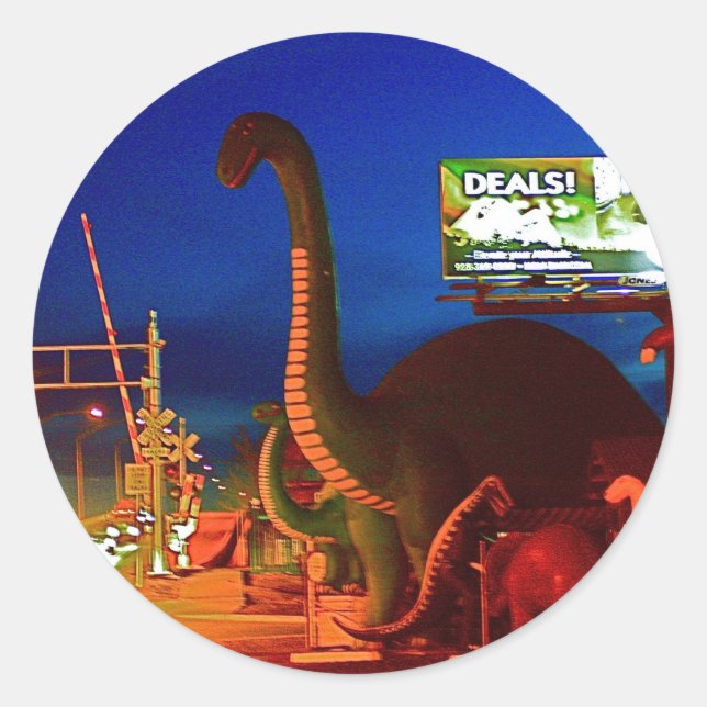 Sticker Rond Holbrook Dinosaures-Rte 66 (Devant)