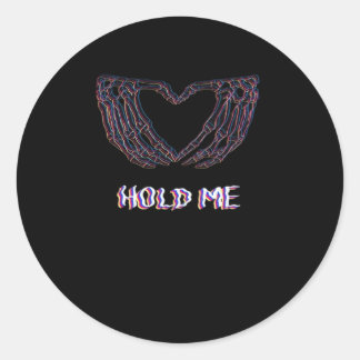 Sticker Rond Hold Me Classic - Skeleton Hand Heart