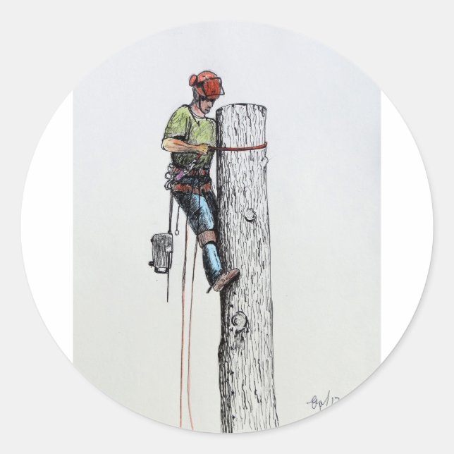 Sticker Rond Hold on tight tree surgeon (Devant)