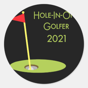 Sticker Rond Hole In One Golfer 2021 Golf Hole In One Golfing