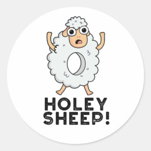Sticker Rond Holey Sheep Funny Animal Pun