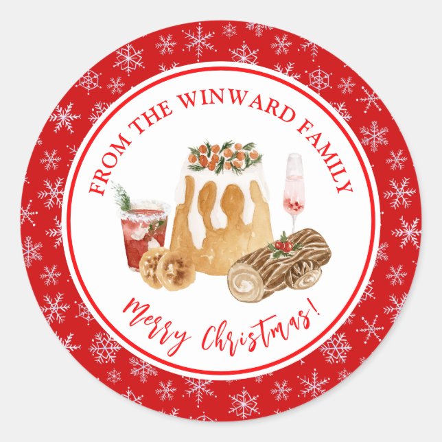 Sticker Rond Holiday Baking Christmas Pudding (Devant)
