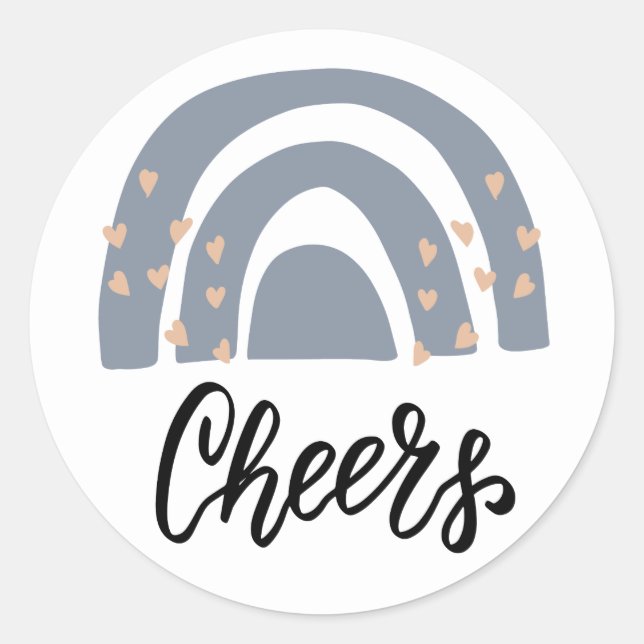 Sticker Rond Holiday Cheers Boho Arc-en-ciel moderne (Devant)