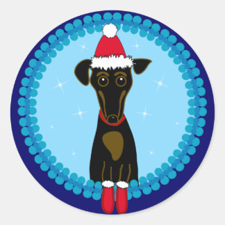 Sticker Rond Holiday Dachshund