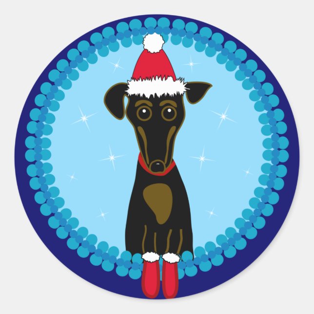 Sticker Rond Holiday Dachshund (Devant)