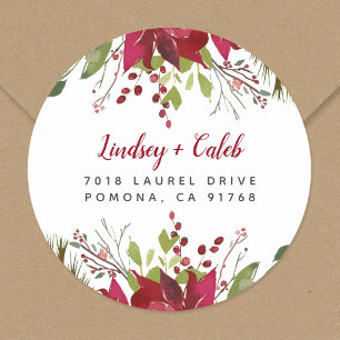 Sticker Rond Holiday Greenery Christmas Return Adresse