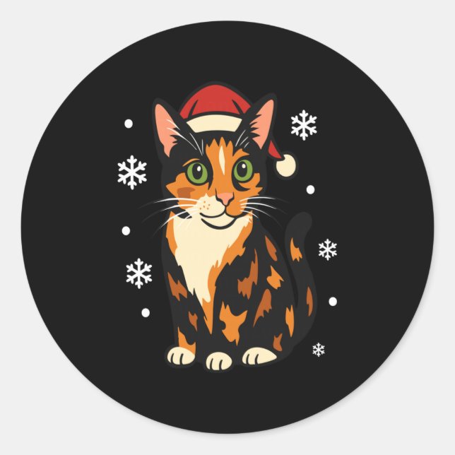 Sticker Rond Holiday Kitten Cute Christmas Cat Design Uni Long  (Devant)