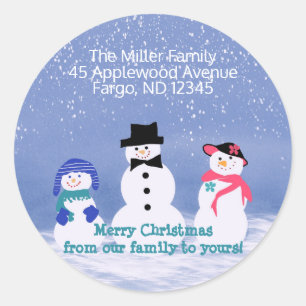 Sticker Rond Holiday Snowman Adresse de retour