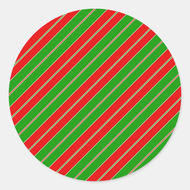 Sticker Rond Holiday stripes in red and green (Devant)