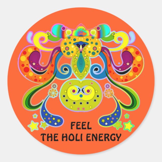 Sticker Rond holiES - abstraite vache sainte heureuse + vos idé (Devant)