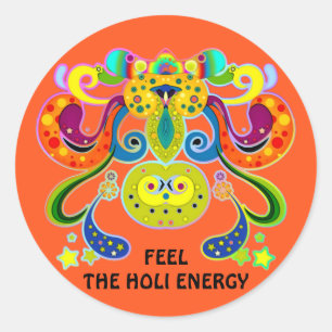 Sticker Rond holiES - abstraite vache sainte heureuse + vos idé