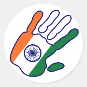 Sticker Rond holiES - Drapeau indien main