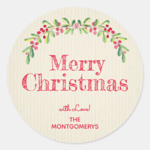 Sticker Rond Holly et Baies sur Noël Ivory Férié
