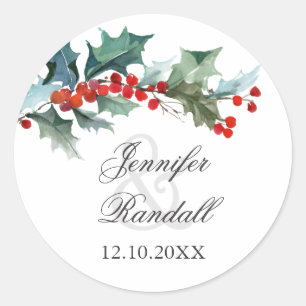 Sticker Rond Holly et Berries Holiday Green