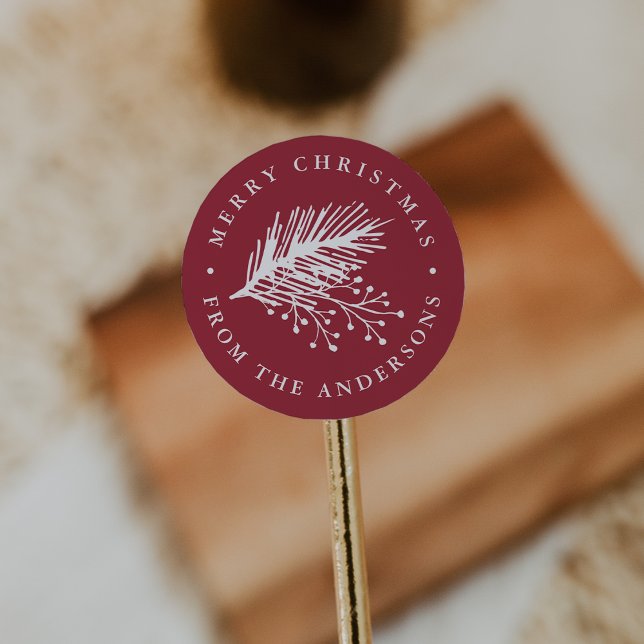 Sticker Rond Holly et Pine | Joyeux Noël personnalisé (Créateur téléchargé)