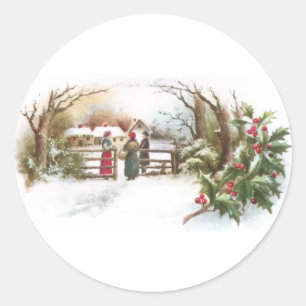 Sticker Rond Holly et un Conversation de Gate Vintage Christmas