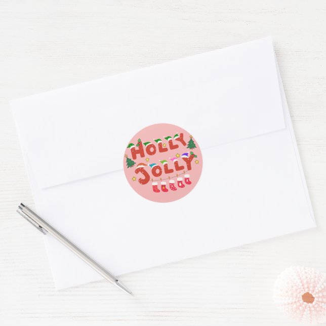 Sticker Rond Holly Jolly (Enveloppe)